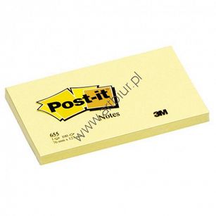 Karteczki samoprzylepne 76x127mm 3M Post-it, 655 żółty, 100 kartek