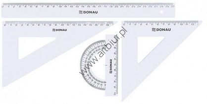 Zestaw geometryczny Donau: linijka 30cm, ekierki 13cm, 18,5cm, kątomierz 10cm
