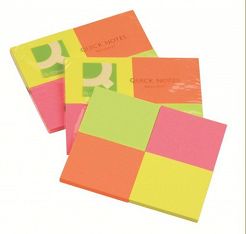 Karteczki samoprzylepne 38x51mm Connect, 4 kolory neonowe x 50 karteczek