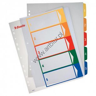 Przekładki do segregatora A4 1-5 kart PP Esselte plastikowe z możliwością nadruku