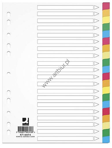 Przekładki do segregatora A4 20 kart PP Q-Connect  plastikowe kolorowe