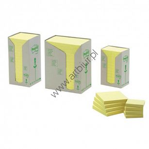 Karteczki samoprzylepne 76x127mm 3M Post-it 655-1T, żółte 16x100 kartek, ekologiczne z surowców wtórnych