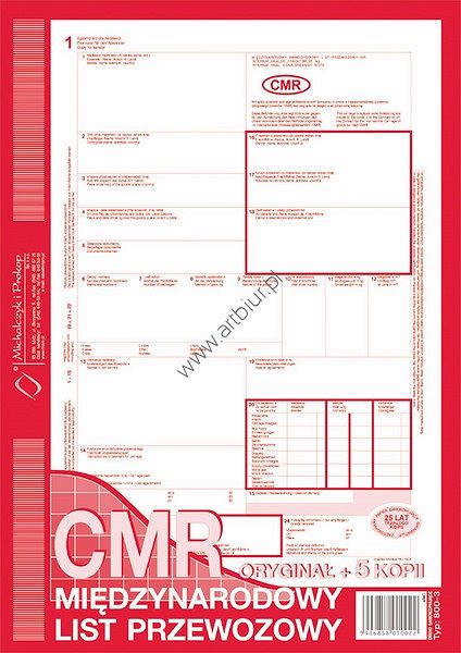 Druk 800-3N CMR międzynarodowy list przewozowy A4 Michalczyk i Prokop