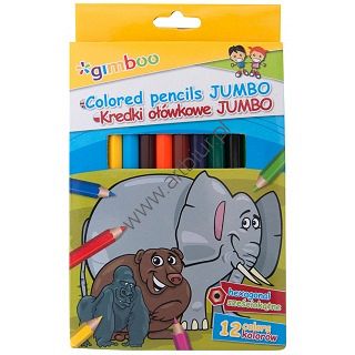 Kredki ołówkowe GIMBOO Jumbo grube 12 kolorów