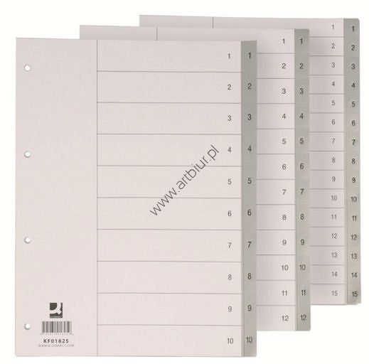 Przekładki do segregatora A4 12 kart PP Q-Connect plastikowe szare 