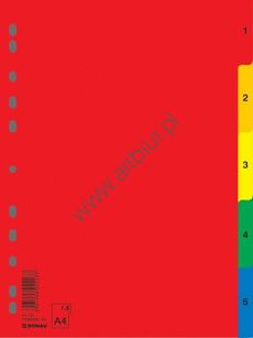 Przekładki do segregatora A4 1-5 kart PP Donau, plastikowe kolorowe numeryczne