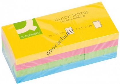 Karteczki samoprzylepne 38x51mm Q-Connect, 12 bloczków, 4 kolory