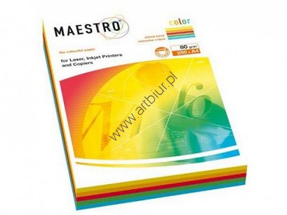 Papier kolorowy A4 80g Mondi Maestro Color, kolory intensywne, mix 5x50 arkuszy