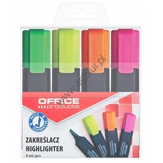 Zakreślacz Office Products, zestaw kolorów 4 szt