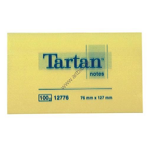 Karteczki samoprzylepne Tartan 76x127mm żółte, 100 kartek