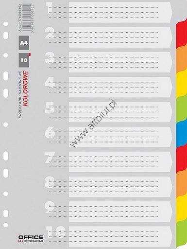 Przekładki do segregatora A4 Office Products kartonowe kolorowe 10 kart