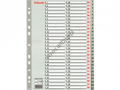 Przekładki do segregatora A4 1-54 kart PP Esselte plastikowe szare