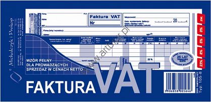 Druk 105-8E Faktura VAT 1/3 A4 Michalczyk i Prokop