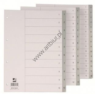 Przekładki do segregatora A4 31 kart PP Q-Connect plastikowe szare 