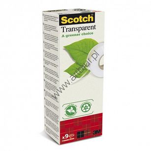 Taśma klejąca 19mm 33m Scotch transparent A greener choice przezroczyste, 9szt. w kartonowej wieży
