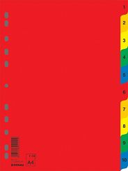 Przekładki do segregatora A4 1-10 kart PP Donau, plastikowe kolorowe numeryczne