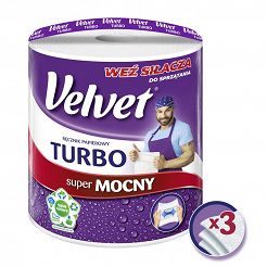 Ręcznik w roli biały Velvet turbo 3 warstwowy