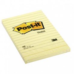 Karteczki samoprzylepne 102x152mm 3M Post-it 660 w linie, żółty, 100 kartek