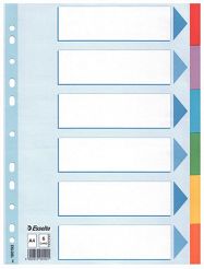 Przekładki do segregatora A4 6 kart Esselte kartonowe kolorowe z kartą opisową