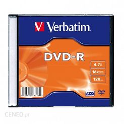 Dysk DVD-R Verbatim 4.7GB  16x Slim 43557