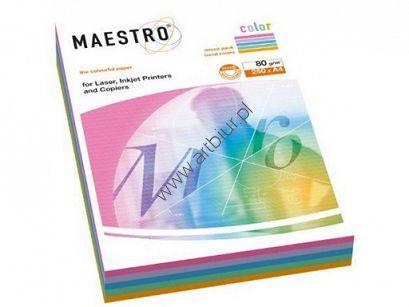 Papier kolorowy A4 80g Maestro Color, kolory trendy, mix 5x50 arkuszy