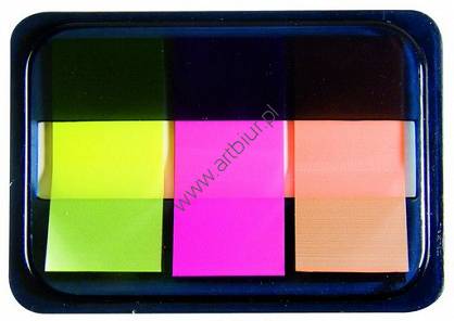 Zakładki indeksujące 45x20mm D.Rect, foliowe 3 kolory neonowe 3x20szt. w podajniku