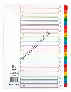 Przekładki do segregatora A4 A-Z 21 kart Q-Connect kartonowe Mylar z laminowanymi indeksami