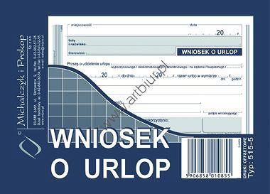 Druk 515-5 Wniosek o urlop A6, Michalczyk i Prokop