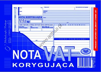Druk 108-3U NK Nota korygująca VAT netto (pełna) A5 Michalczyk i Prokop