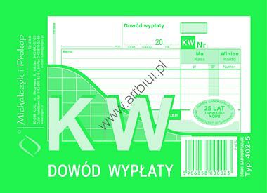 Druk 402-5 KW Dowód wypłaty A6, Michalczyk i Prokop
