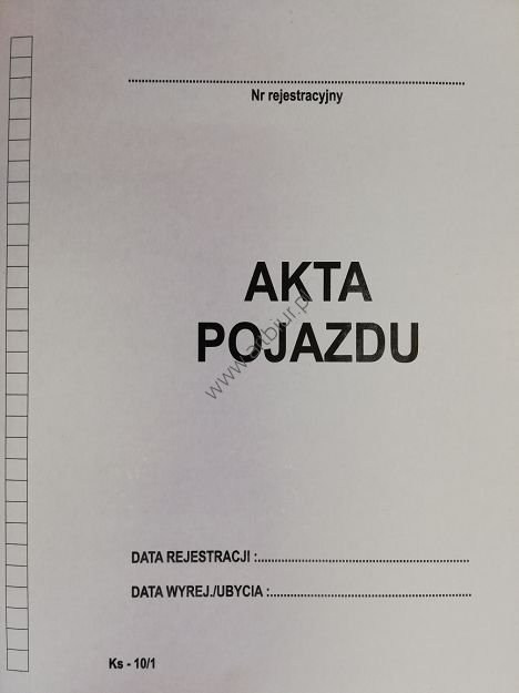 Teczka akt pojazdu A4 350g biała Ks-10/1