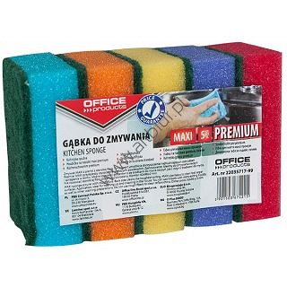 Gąbka do zmywania Office Products 5szt Maxi Premium mix kolorów