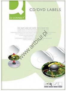 Etykiety samoprzylepne na CD 117mm białe, 25 ark. A4 (50szt) Q-Connect