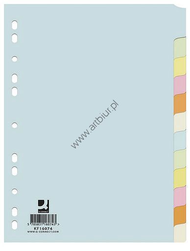 Przekładki do segregatora A4 12 kart Q-Connect kartonowe kolorowe