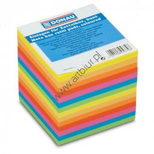 Kostka papierowa 90x90mm, 90mm Donau, neonowa nieklejona, mix 7 neonowych kolorów