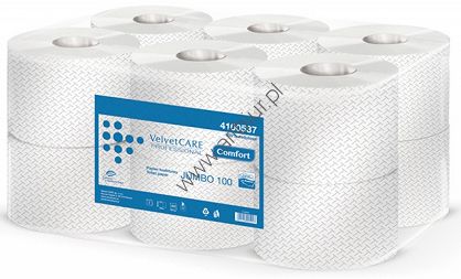 Papier toaletowy Velvet Professional biały celulozowy 2-warstwowy Jumbo 800 listków, 100mb