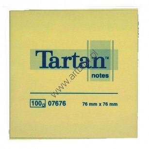 Karteczki samoprzylepne Tartan 76x76mm żółte, 100 kartek