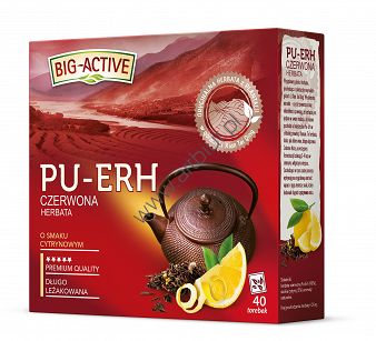 Herbata BIG-ACTIVE PU-ERH czerwona o smaku cytrynowym 40 torebek