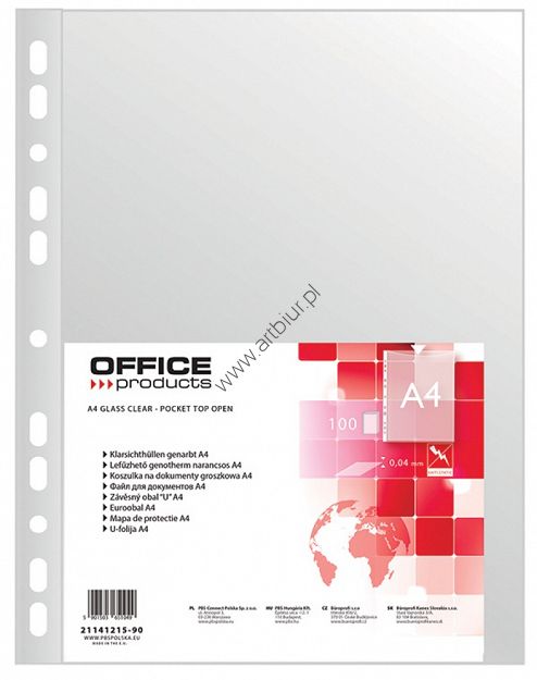 Koszulki groszkowe  A4 40mic. Office Products, 100szt. w folii