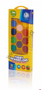 Farby akwarelowe 18 kolorów Astra - fi 23,5mm w pudełku