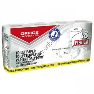 Papier toaletowy celuloza 3 warstwowy, biały 8 rolek Office Products Premium