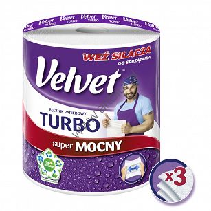 Ręcznik w roli biały Velvet turbo 3 warstwowy