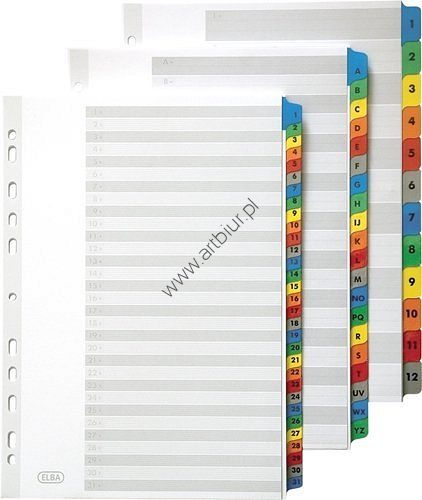 Przekładki kartonowe A4, alfabetyczne A-Z kolorowe Mylar Oxford
