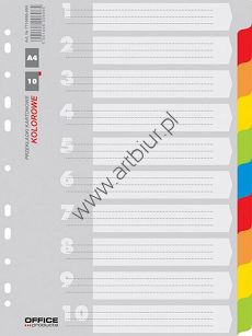Przekładki do segregatora A4 Office Products kartonowe kolorowe 10 kart