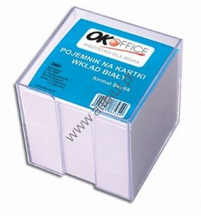 Kostka papierowa 84x84mm, 75mm OKoffice, biała nieklejona w pudełku plastikowym